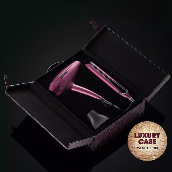 GHD DELUXE HELIOS HAIR DRYER AND CHRONOS STRAIGHTENER GIFT SET IN CHERRY CHIC